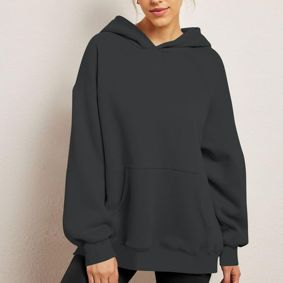 GaThRRgYP Spring Tops for Women,Summer Tops for Women,Women's Casual Solid Color Long Sleeve Zipper Pullover Hooded Tops With Pocket