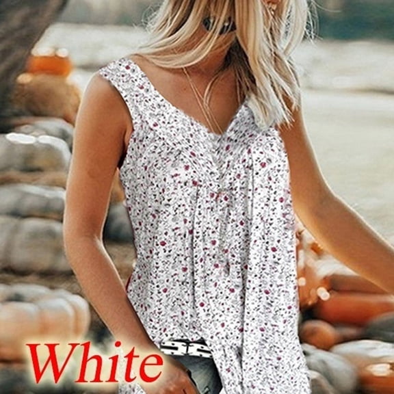 GaThRRgYP Tops for Women Trendy,Womens Blousesunder $10,Fashion Women V Collar Printed Broken Flowers Sleeveless Leisure Time Shirt
