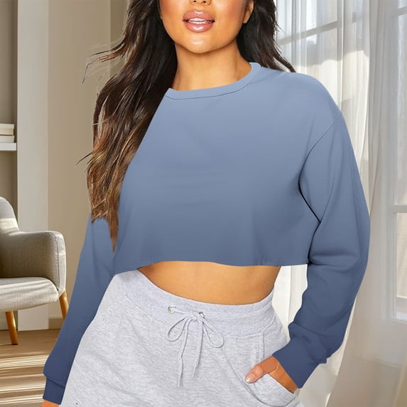 GaThRRgYP Womens Plus Size Tops,Fashion Women's Casual Printed Round Neck Long Sleeve T-shirt Fashionable Blouse Hoodless Sweatshirt Tops Navy XXL