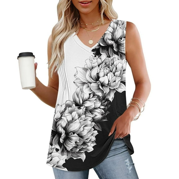 GaThRRgYP Womens Plus Size Tops,Women's Sleeveless Elastic Waist TopFashion Women's Spring/Summer Solid Color V-neck Sleeveless Top Tank Top Black S