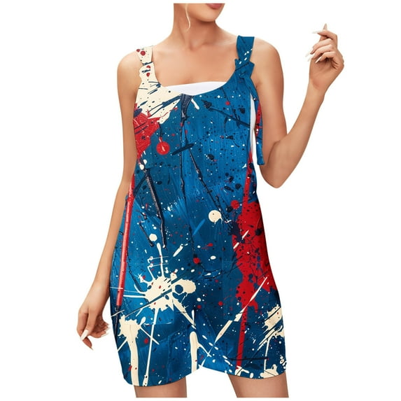GaThRRgYP Womens Rompers Jumpsuits 4th of July,Womens Summer Comfortable Casual Suspender Printing Shorts Pocket Jumpsuit Shorts Multicolor XXL