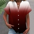 thumbnail image 1 of GaThRRgYP Womens Shirts,Womens Floral Tops for $5 Tops,Women's Short Sleeved Fashionable Printed T-shirt Cardigan Loose and Women's Summer Casual Shirt Red M, 1 of 5