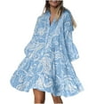 thumbnail image 1 of GaThRRgYP Womens Short Dresses Deals,Fashion Women's Spring and Summer Casual V-neck Buttons Three-quarter Sleeve Print Dress, 1 of 5