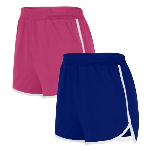 LEBONYARD Plus Size Shorts,Women's Shorts with Fun Prints,,2PCS Solid Color Shorts for Women Casual Loose Comfy Elastic Waist Yoga Athletic Short Pants Trendy Beach Shorts with Pockets