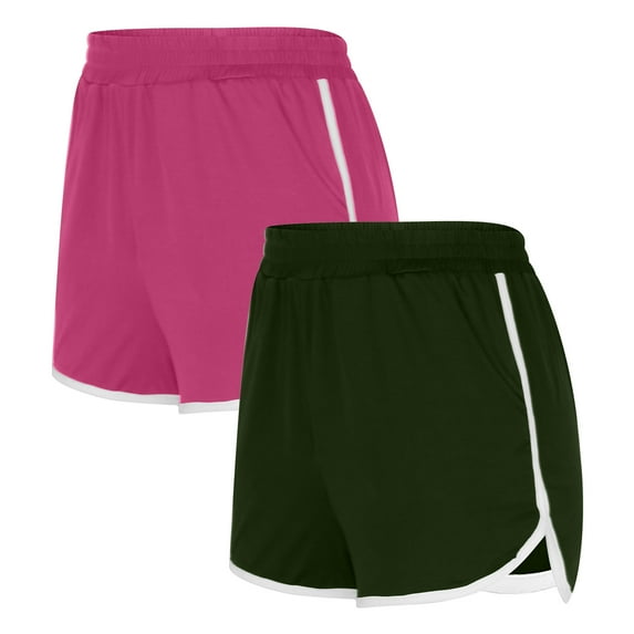 GaThRRgYP Womens Shorts $5,Shorts for Women High Waisted 2025,2PCS Solid Color Shorts for Women Loose Comfy Elastic Waist Yoga Athletic Pants Trendy Beach Shorts with Pockets Hot Pink XXL