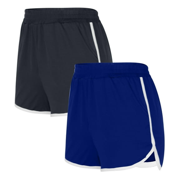 LEBONYARD Womens Summer Shorts Plus Size,Women's Shorts for a Day Out,2PCS Solid Color Shorts for Women Loose Comfy Elastic Waist Yoga Athletic Short Pants Trendy Beach Shorts with Pockets