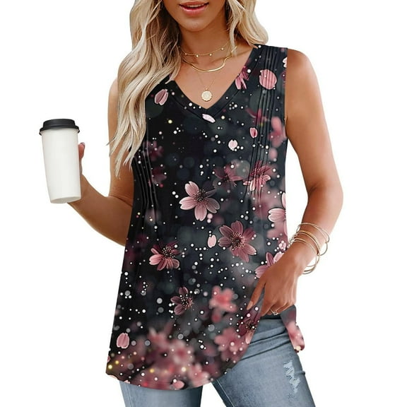 Black*Friday Discounted Items under $5 GaThRRgYP Womens Summer Casual Tank Tops,Women's Plus V-Neck Tee,Fashion Women's Spring/Summer Solid Color Casual V-neck Sleeveless Top Tank Top Multicolor S