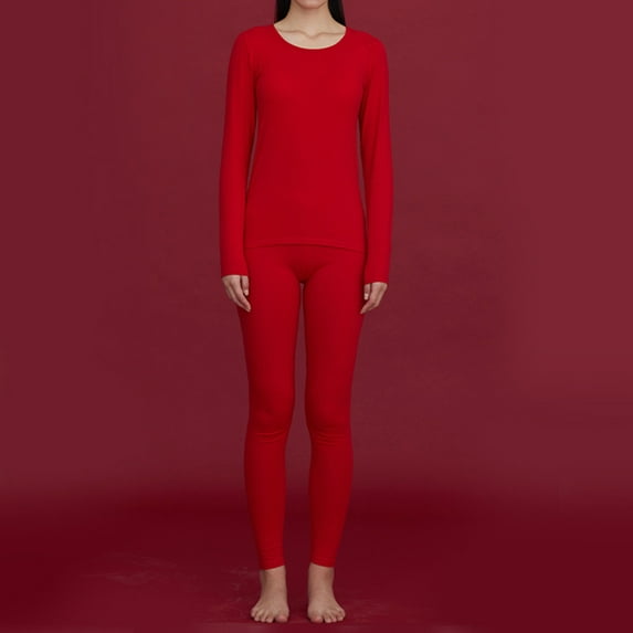 GaThRRgYP Going Out Tops for Women,Womens Plus Size Tops,Women's Tight Round Neck Wool Thermal Underwear Pure Clothes and Trousers Two-piece Set