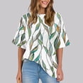 thumbnail image 1 of GaThRRgYP Womens Tops under $10,Womens Plus Size Tops Tunic Short Sleeve Shirts,Women's Ladies Fashion Casual Cropped Short Sleeve Printing Loose Shirt Blouse Top Green XXXXXL, 1 of 7