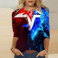 thumbnail image 1 of GaThRRgYP Spring Tops for Women 2025,Womens Summer Tops Plus Size,Women's Fashion Printed T-shirt Mid-length 3/4 Sleeves Blouse Round Neck Casual Tops Blue XL, 1 of 5