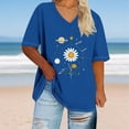thumbnail image 1 of GaThRRgYP Womens Tops Dressy Blouse,Women's Oversized V-neck Short Sleeved Solid Summer Base Shirt Sports T-shirt Blue XL, 1 of 4