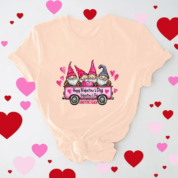 GaThRRgYP Womens Tops Dressy Casual,Womens Summer Short Sleeve Tunic Tops,Women's Casual Round Neck Short-sleeved Christmas Tree Printed T-shirt Top Beige L