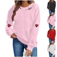 thumbnail image 1 of GaThRRgYP Womens Tops Long Sleeve,Women's Valentine's Day Printed Long Sleeved Round Neck Sweatshirt Fashionable and Casual Hooded Sweatshirt Top White S, 1 of 6