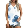 thumbnail image 1 of GaThRRgYP Womens Tops Plus Size,Women's Sleeveless V-Neck Tank,Ladies' Casual and Fashionable Printed Round Neck Sleeveless Top White L, 1 of 1