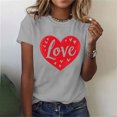 thumbnail image 1 of GaThRRgYP Womens Tops Short Sleeve Casual,Ladies' Valentine's Day Printed Round Neck Short Sleeved T-shirt Loose Casual Top Gray M, 1 of 5