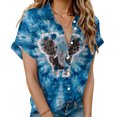 thumbnail image 1 of GaThRRgYP Womens Tops Short Sleeve Pullover,Plus Size Tunic Tops for Women Clothes,Women's Floral Print Tops Fashion Button Shirt Female Lapel Neck Loose T-shirt Blouse Multicolor XXXXXL, 1 of 7