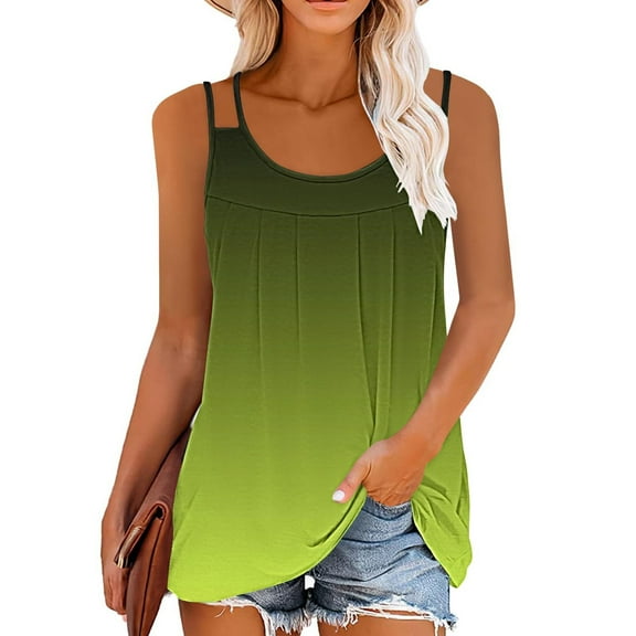 GaThRRgYP Womens Tops Summer Sleeveless,Summer Tops for Women,Fashion Women's Spring/Summer Casual Round Neck Sleeveless Top Tank Top Green L