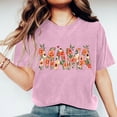 thumbnail image 1 of GaThRRgYP Womens Tshirts Trendy Fashion Tops,Women Mother's Day Gift Mom Flower Print Short Sleeve Round Neck T-shirt Pattern Top Pink L, 1 of 7