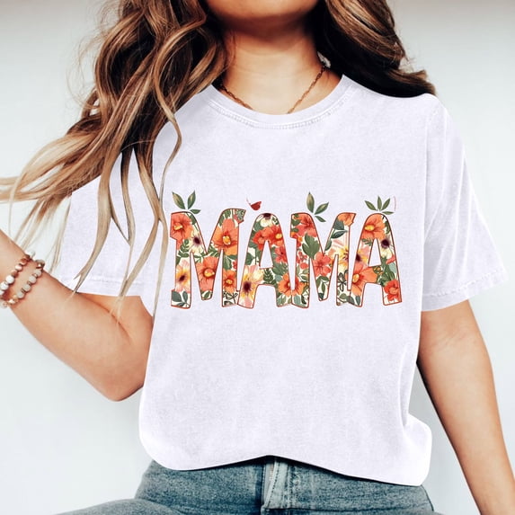 GaThRRgYP Womens Tshirts Trendy Fashion Tops,Women Mother's Day Gift Mom Flower Print Short Sleeve Round Neck T-shirt Pattern Top White XL