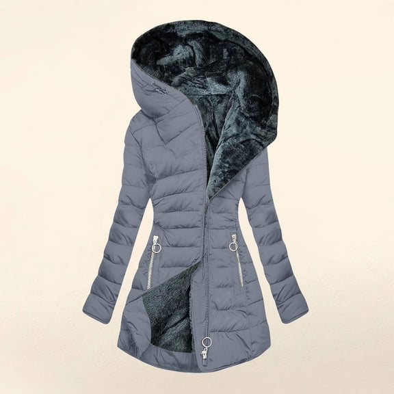 GaThRRgYP Womens Winter Coats,Jackets for Women under $10,Women FALL and Winter Clothing Solid Color Hooded Plush Cotton Gray L