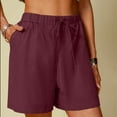 thumbnail image 1 of LEBONYARD Women's Shorts with a Fresh and Trendy Design,Women's Linen Shorts Solid Color Comfortable Elastic Wide Leg Casual Shorts, 1 of 6