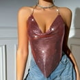thumbnail image 1 of GaThRRgYP tank top for women Women's Sequin Camisole,Fashion Women Round-Neck Camisoles Solid Top Rose Gold S, 1 of 6