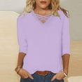 thumbnail image 1 of GaThRRgYPFall Clothes for Women Fashion,Women's Fashion Casual V-neck 3/4 Sleeve Top Purple XXXXXL, 1 of 5