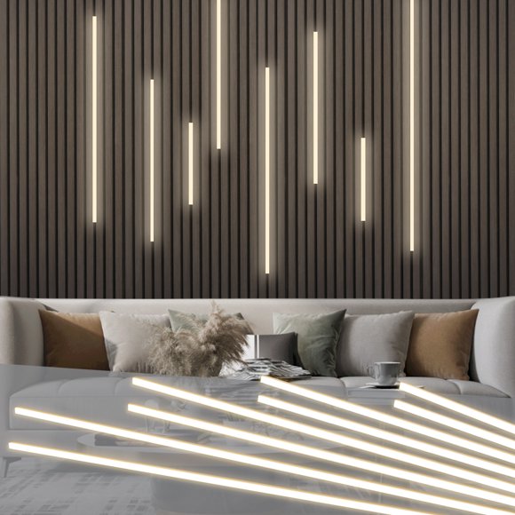 Gaahing 8pcs Recessed Linear Lighting Fixtures 200"/5.08M, 3000K Warm White LED Strip Light Kit with Touch Control & Self-Adhesive Easy Installation for Slat Wall Panels, Under Cabinet