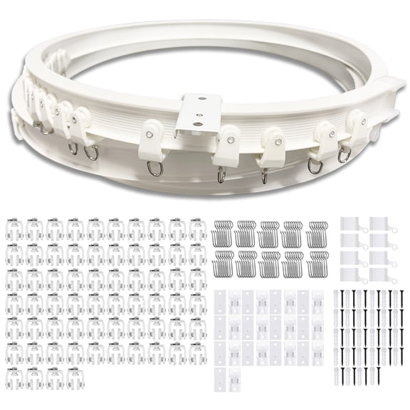 Gaahing Flexible Ceiling Curtain Track,26.3 ft Curved Curtain Rail with Mute Rollers,Bendable Mount for Shower Bay Window RV Room Divider