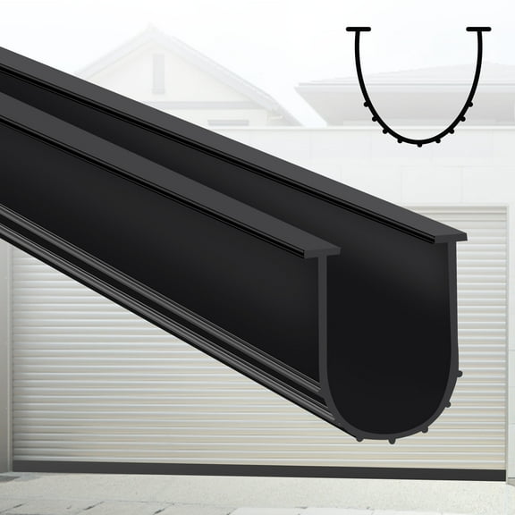 Gaahing Garage Door Bottom Seal Strip, 16.4 FT U-Shaped Replacement Weather Stripping, Impact Buffer Sealing Weatherstrip, Fits 5/16" T-End Double Track