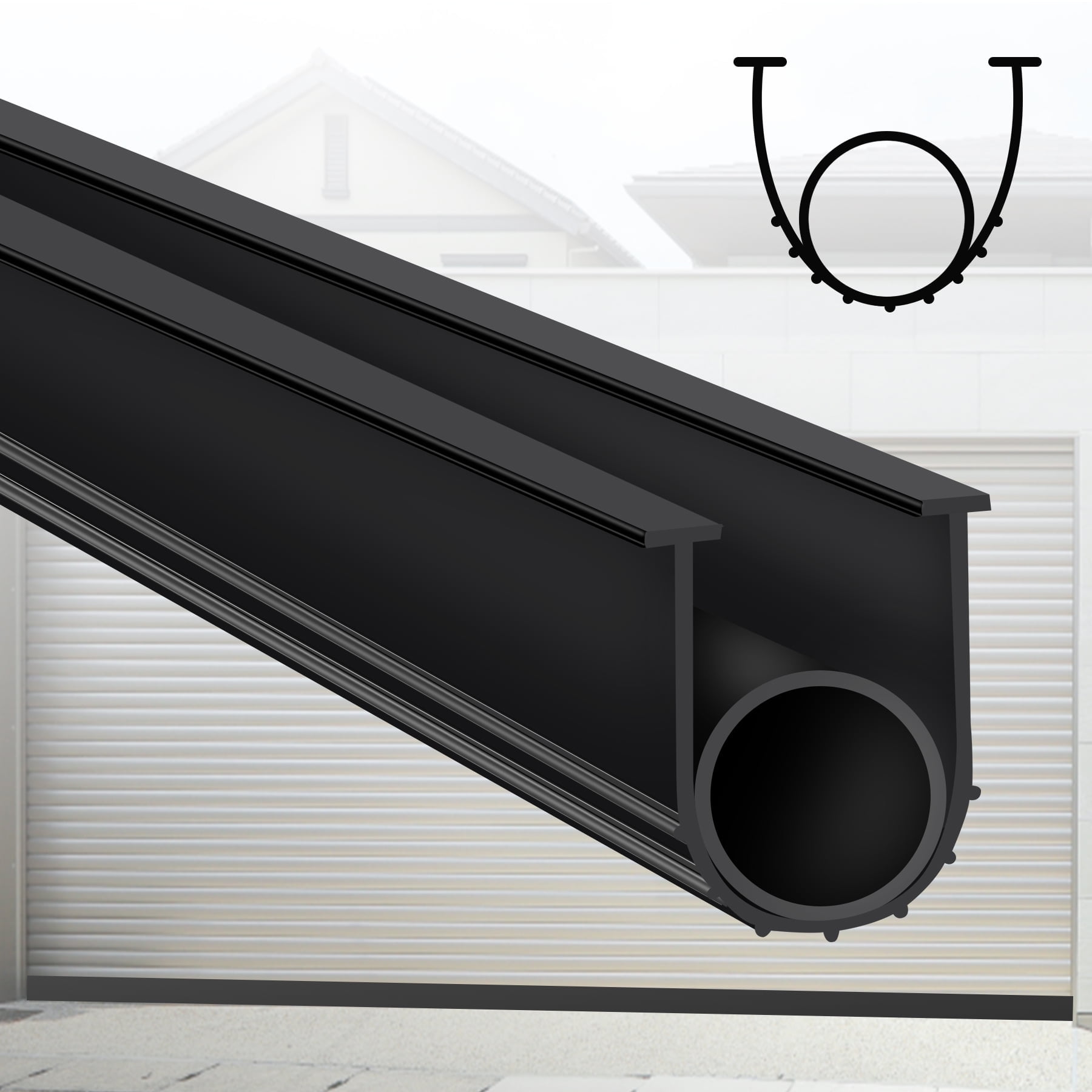 Gaahing Garage Door Bottom Seal Strip, 9.8 FT Replacement Weather Stripping, Impact Buffer Sealing Weatherstrip, Fits 5/16" T-End Double Track