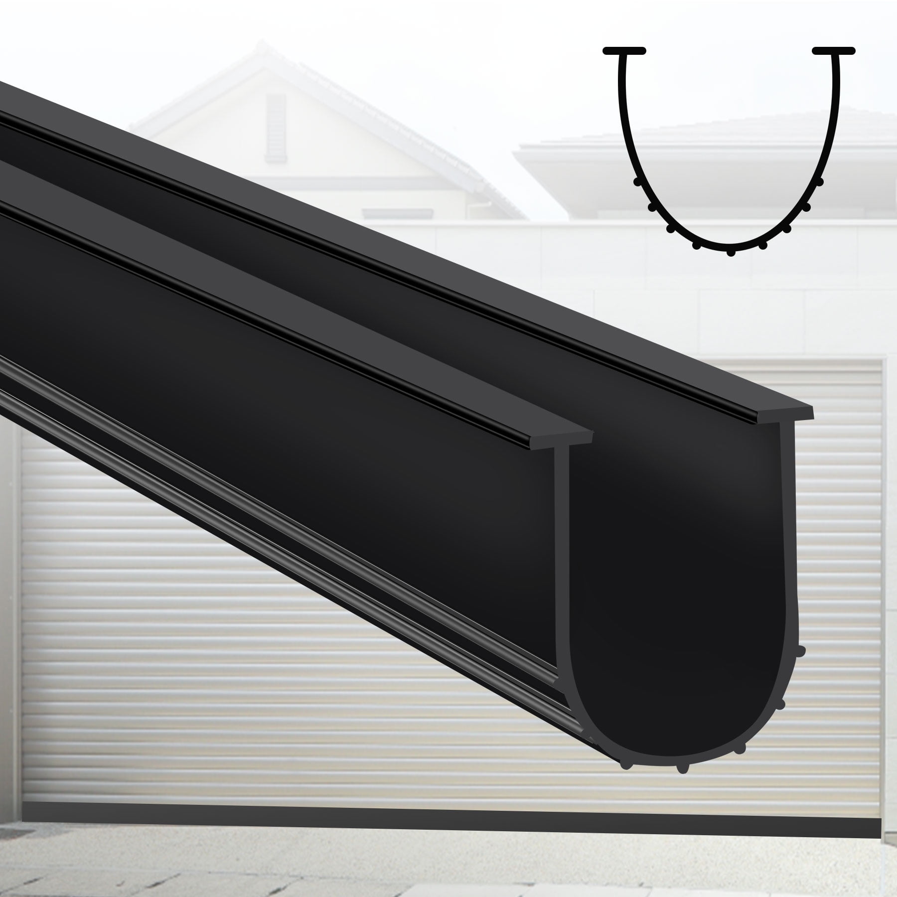 Gaahing Garage Door Bottom Seal Strip, 9.8 FT U-Shaped Replacement Weather Stripping, Impact Buffer Sealing Weatherstrip, Fits 5/16" T-End Double Track