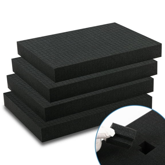 Gaahing Pick and Pluck Foam Inserts, Pre-Cubed Pick Apart Sheets for Crafts Toolbox Game Box Camera Cases Drawer Storage (4Pcs 16 x 12 x 2 Inch)