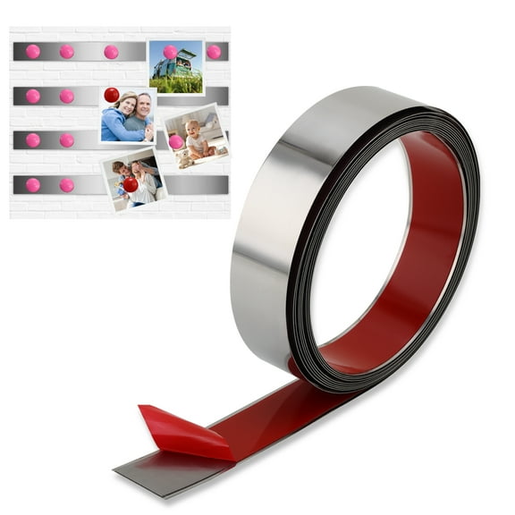 Gaahing Self-Adhesive Backing Metal Tape, Flexible Ferrous Memo Strips for Magnets, Bulletin Bar Board Office Home Use