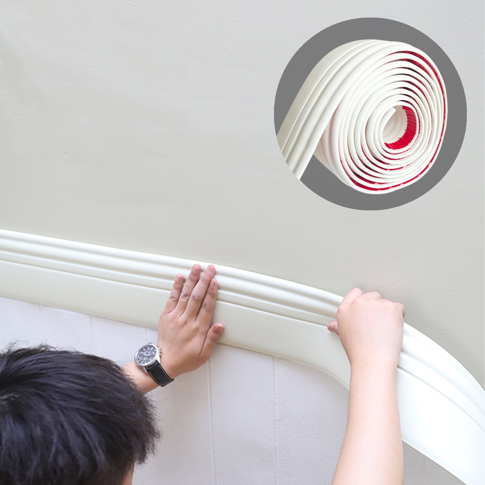 Beige Self-Adhesive Vinyl Baseboard Trim Strip, 16.4 ft x 3.9 in
