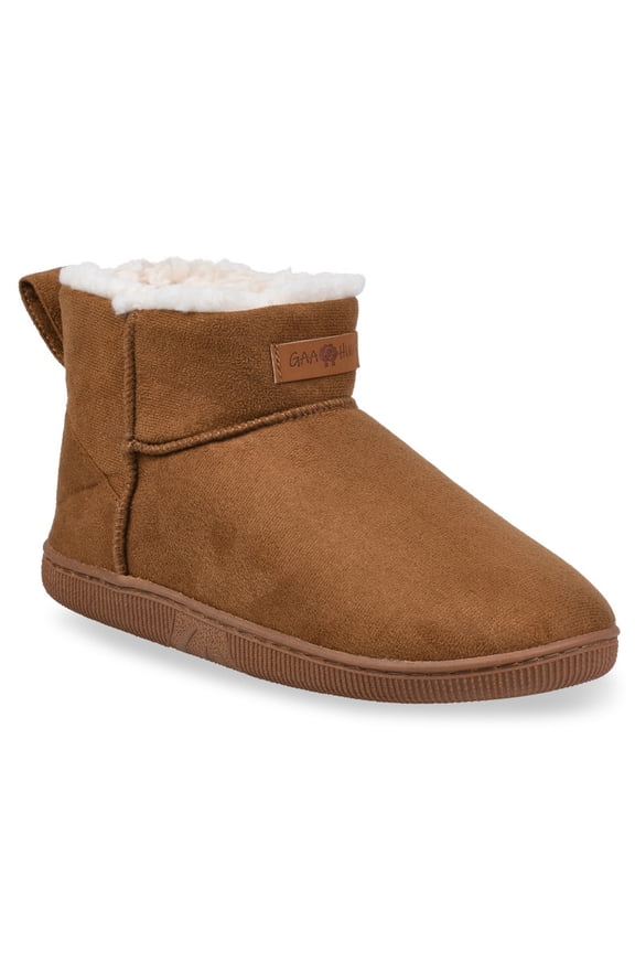 womens polysuede ankle slipper boot