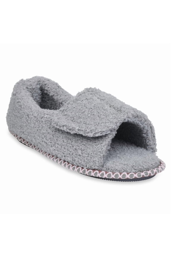 womens cozee fleece adjustable open toe memory foam edema slipper