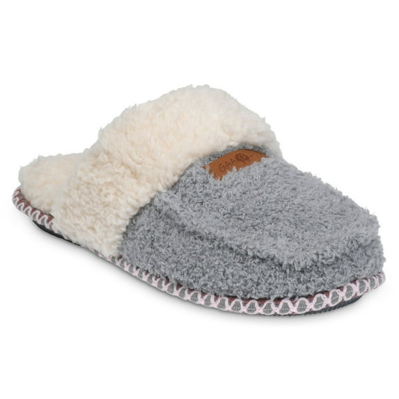 Gaahuu womens cozee fleece faux shearling banded memory foam mocassin scuff slipper