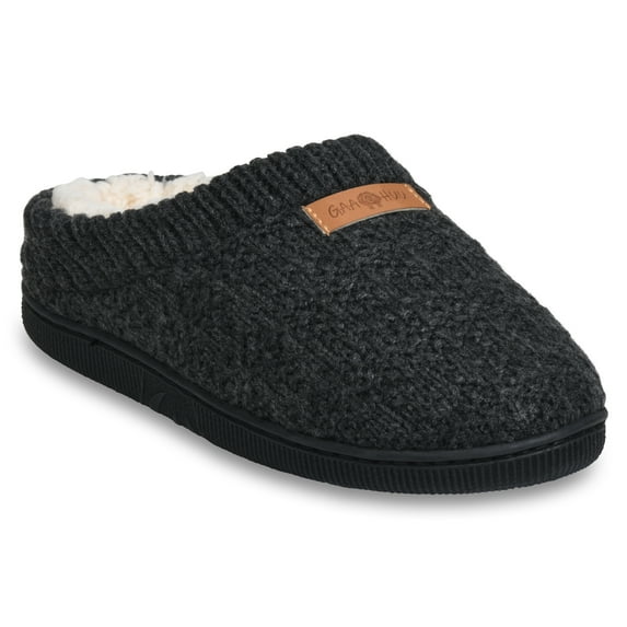 Gaahuu womens textured knit ribbed cuff memory foam clog slipper
