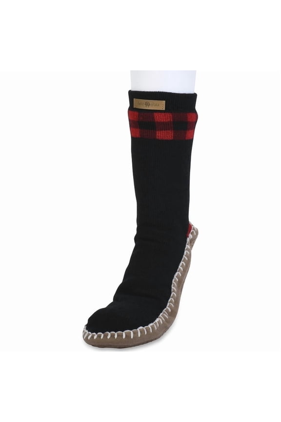 mens knit faux shearling lined soft sole slipper socks