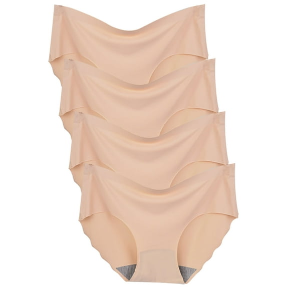 GaaiKei 4 Pack Women's Invisible Seamless Hipster Panties Mid-Rise No Show Laser Cut Brief Underwear,Nude Size 9