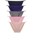thumbnail image 1 of GaaiKei 5 Pack String Bikini Underwear for Women Sexy Lingerie Low Waisted Bikini Panties Stretch Briefs(Multicolor,Size 4), 1 of 5