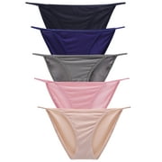 GaaiKei 5 Pack String Bikini Underwear for Women Sexy Lingerie Low Waisted Bikini Panties Stretch Briefs(Multicolor,Size 4)