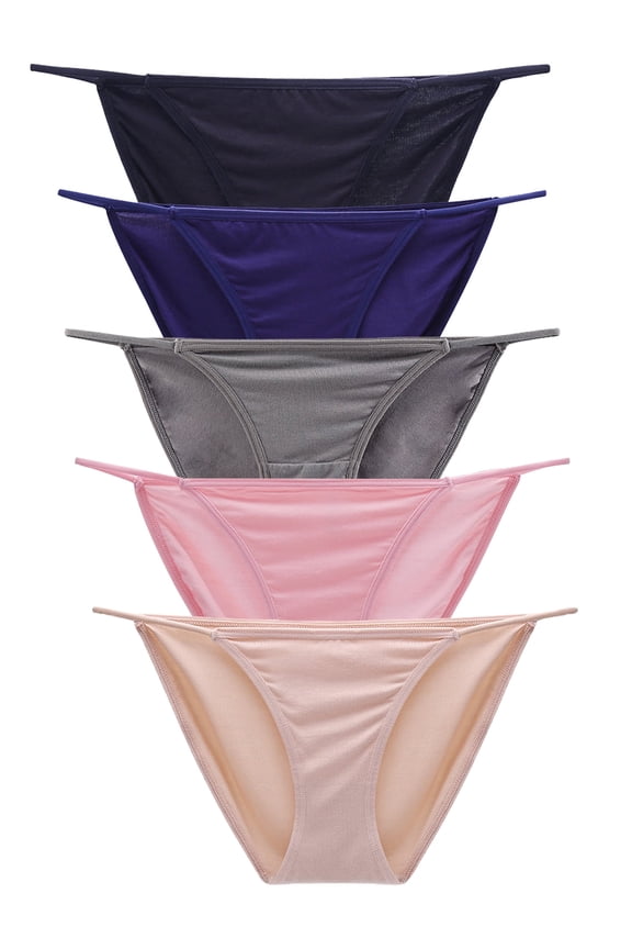 5 Pack String Bikini Underwear for Women Sexy Lingerie Low Waisted Bikini Panties Stretch Briefs(Multicolor,Size 8)