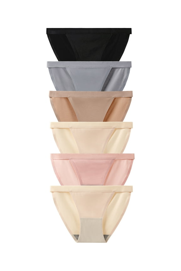 6 Pack String Bikini Underwear for Women Cheeky Panties Low Rise Soft Stretch Hipster Panty,Size 6