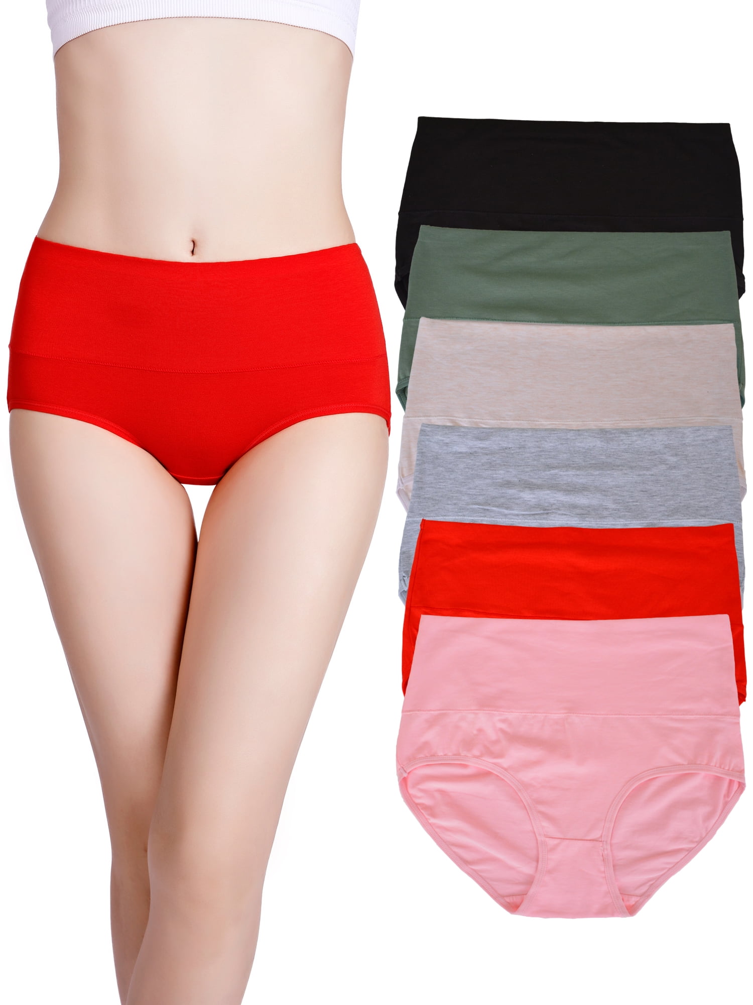 5 Pieces Summer Women High Waist Cotton Underwear