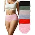 thumbnail image 1 of GaaiKei 6 Pack Women's High Waist Cotton Underwear Soft Brief Panties Regular and Plus Size 5, 1 of 5