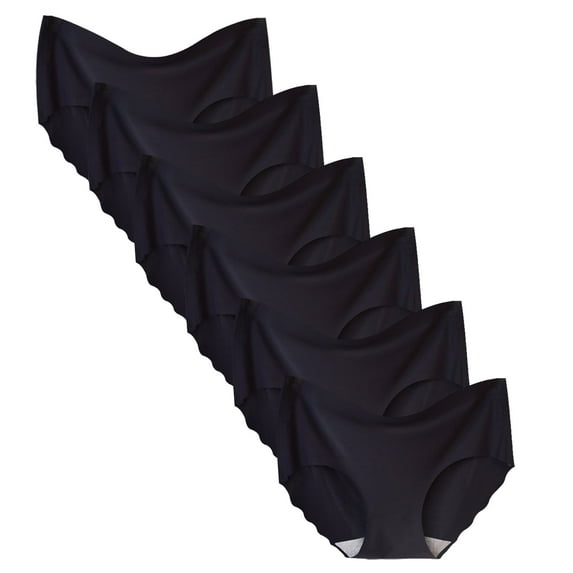 GaaiKei 6 Pack Women's Invisible Seamless Hipster Panties Mid-Rise No Show Laser Cut Brief Underwear,Black Size 7