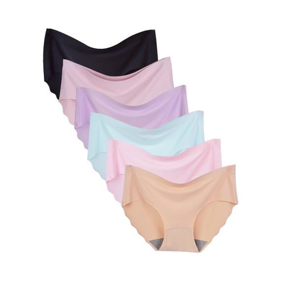 GaaiKei 6 Pack Women's Invisible Seamless Hipster Panties Mid-Rise No Show Laser Cut Brief Underwear,Mluticolor Size 8