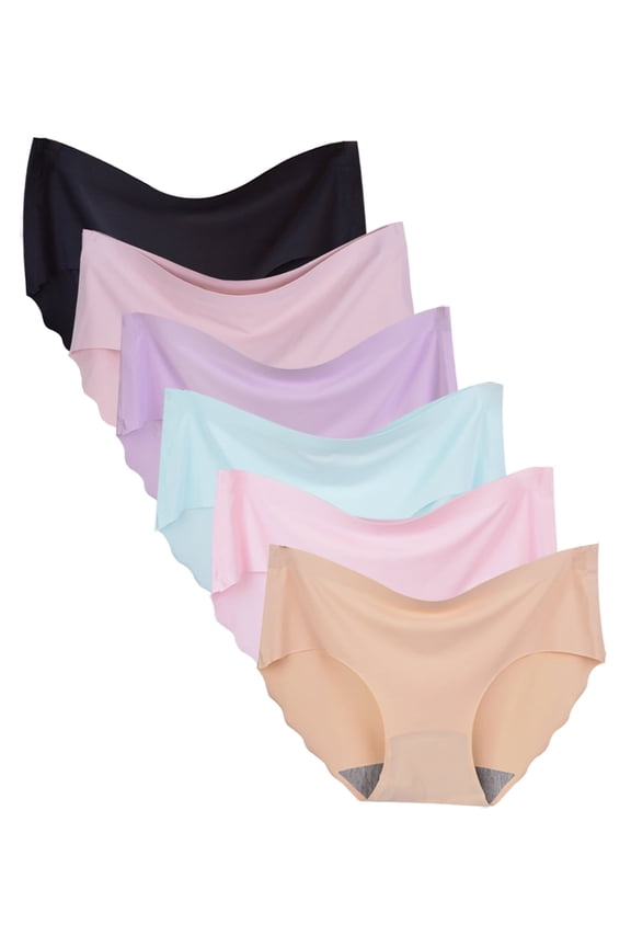 6 Pack Women's Invisible Seamless Hipster Panties Mid-Rise No Show Laser Cut Brief Underwear,Mluticolor Size 8